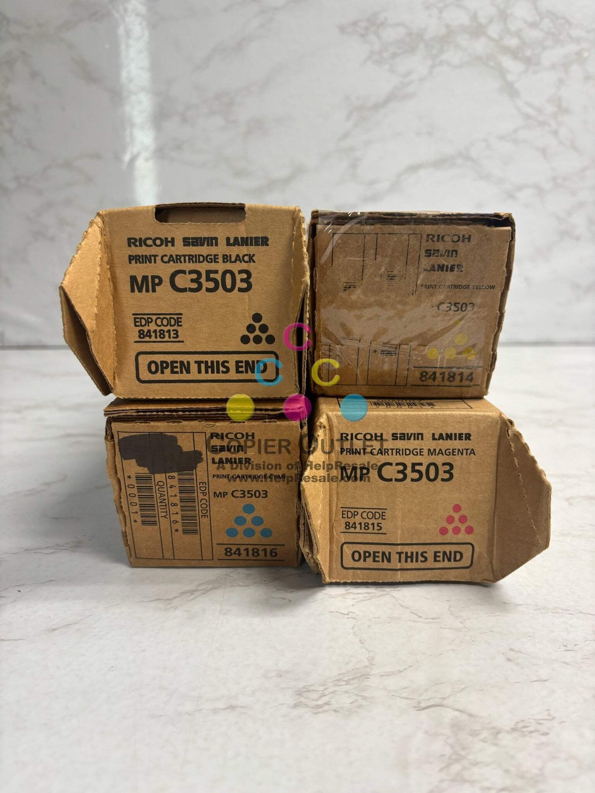 4 Cosmetic Genuine Ricoh MPC3503,C3004 CMYK Toners 841813,841814,841815,841816
