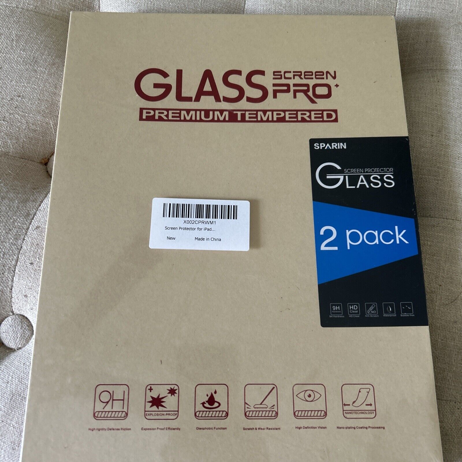 2-Pack Sparin Glass Screen Pro+ Premium Tempered Screen Protector for iPad