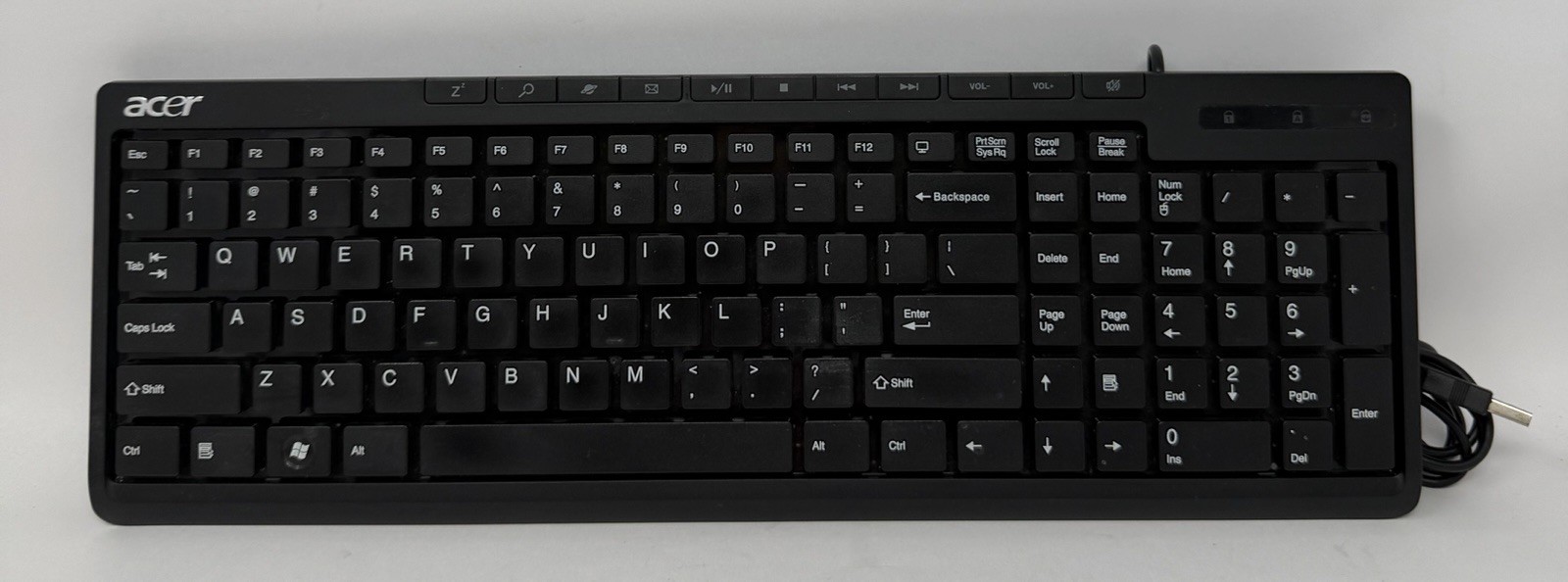 Acer model SK-9621 Wired USB Slim Black Desktop Keyboard Tested /Works