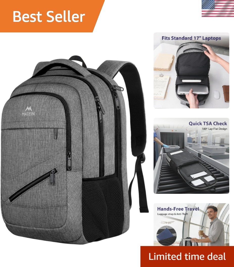 Water Resistant 17 Inch Laptop Backpack with Anti-Theft Pocket for Travel
