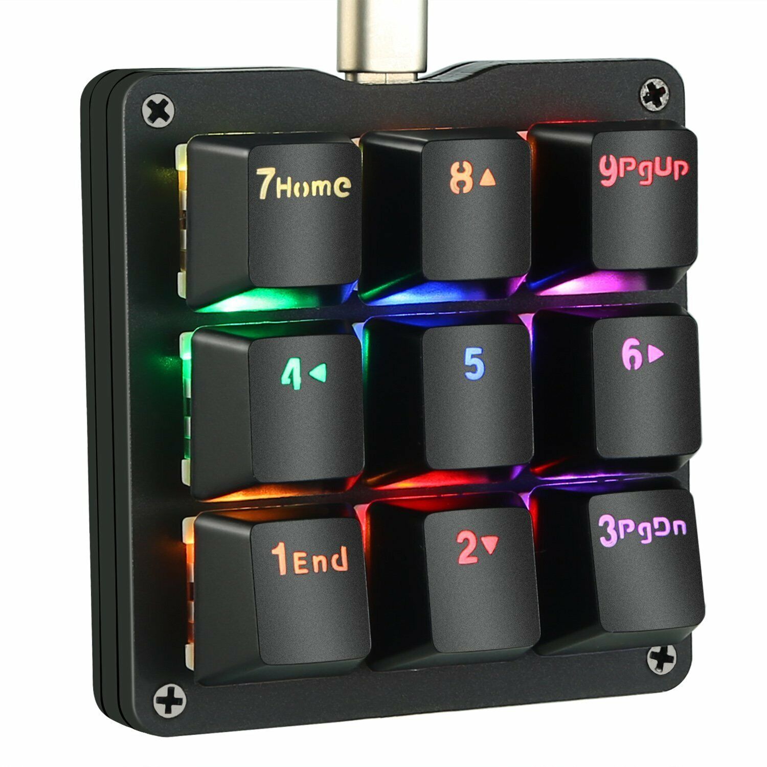 9 Keys Mini Macro Mechanical Keyboard Gaming Keypad RGB LED with Blue Switches