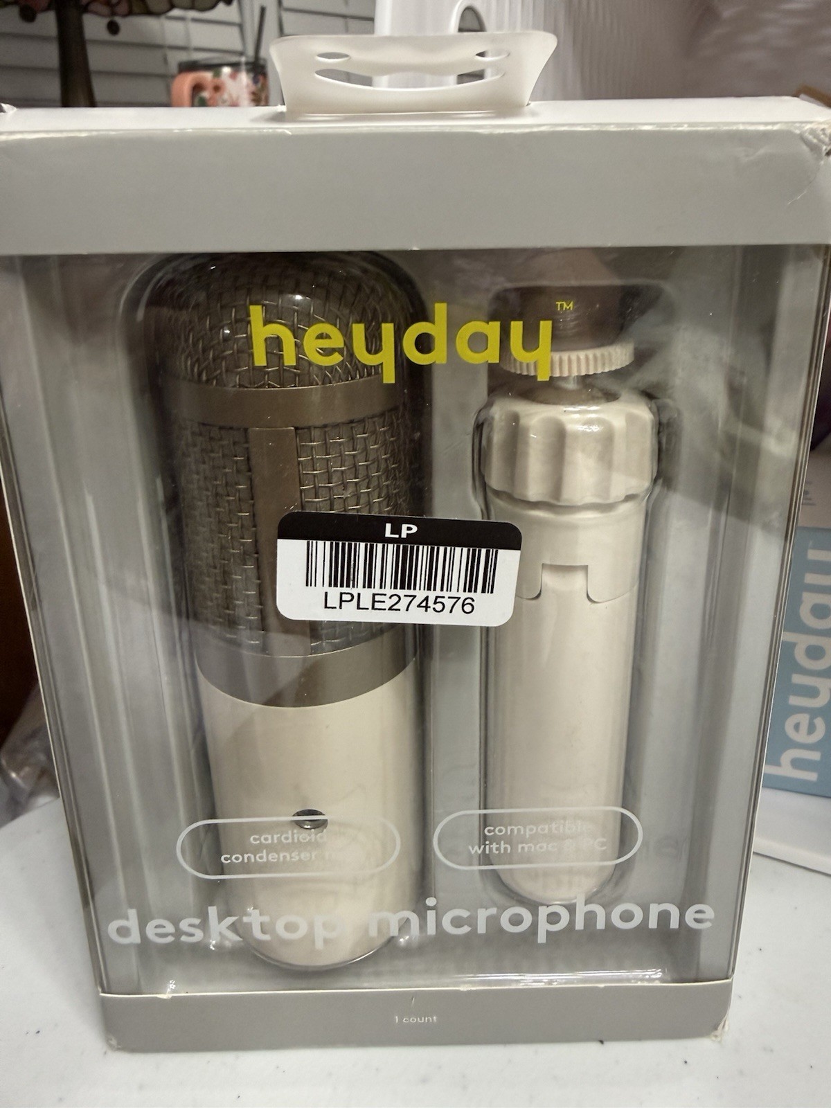 Heyday Desktop Microphone Cardioid Condenser Mic w/ Stand Stone White Target