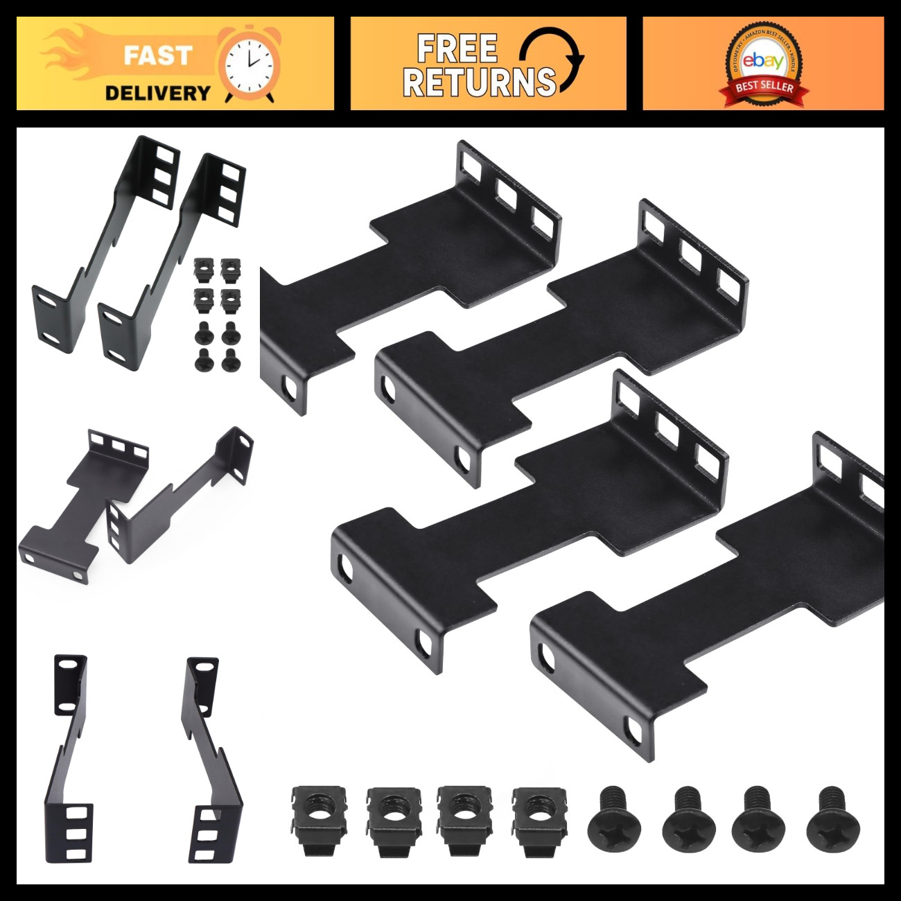 4 Pcs 1U Rack Depth Extender Kit, Deep Mount Adapter for Network Server Racks