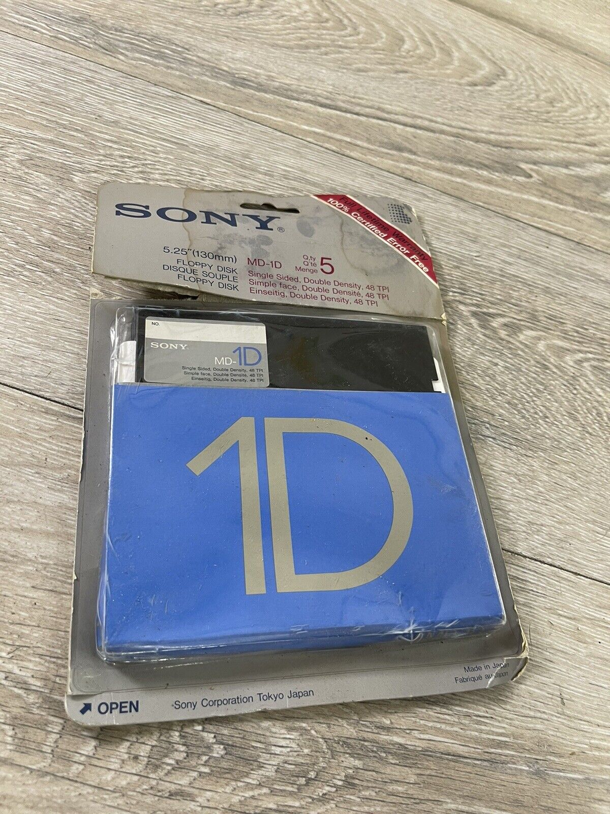 Sony MD-1D 5.25 Floppy Disk 5 Pack New Old Stock