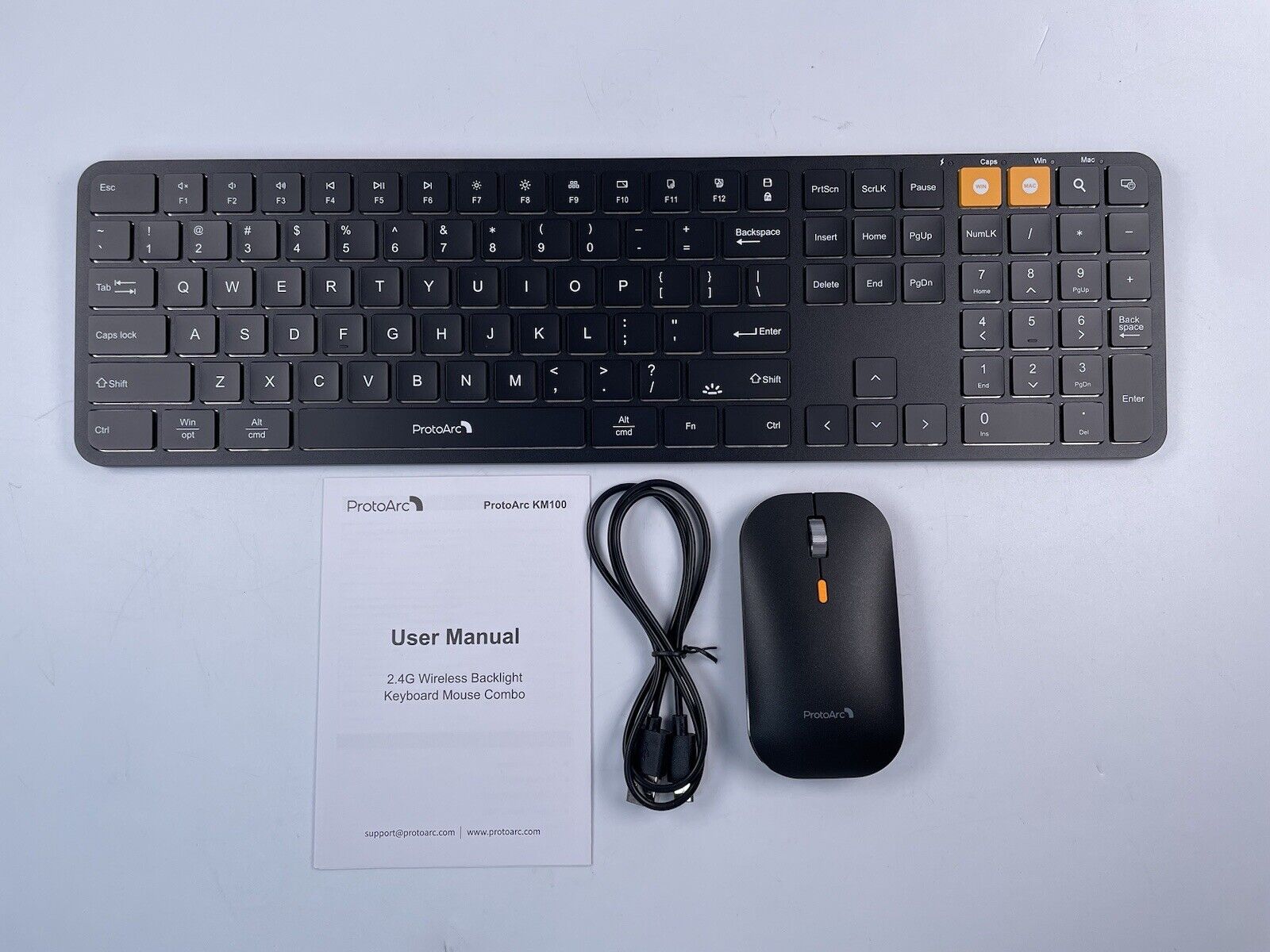 Backlit Bluetooth Keyboard Mouse for Mac,windows , ProtoArc KM100