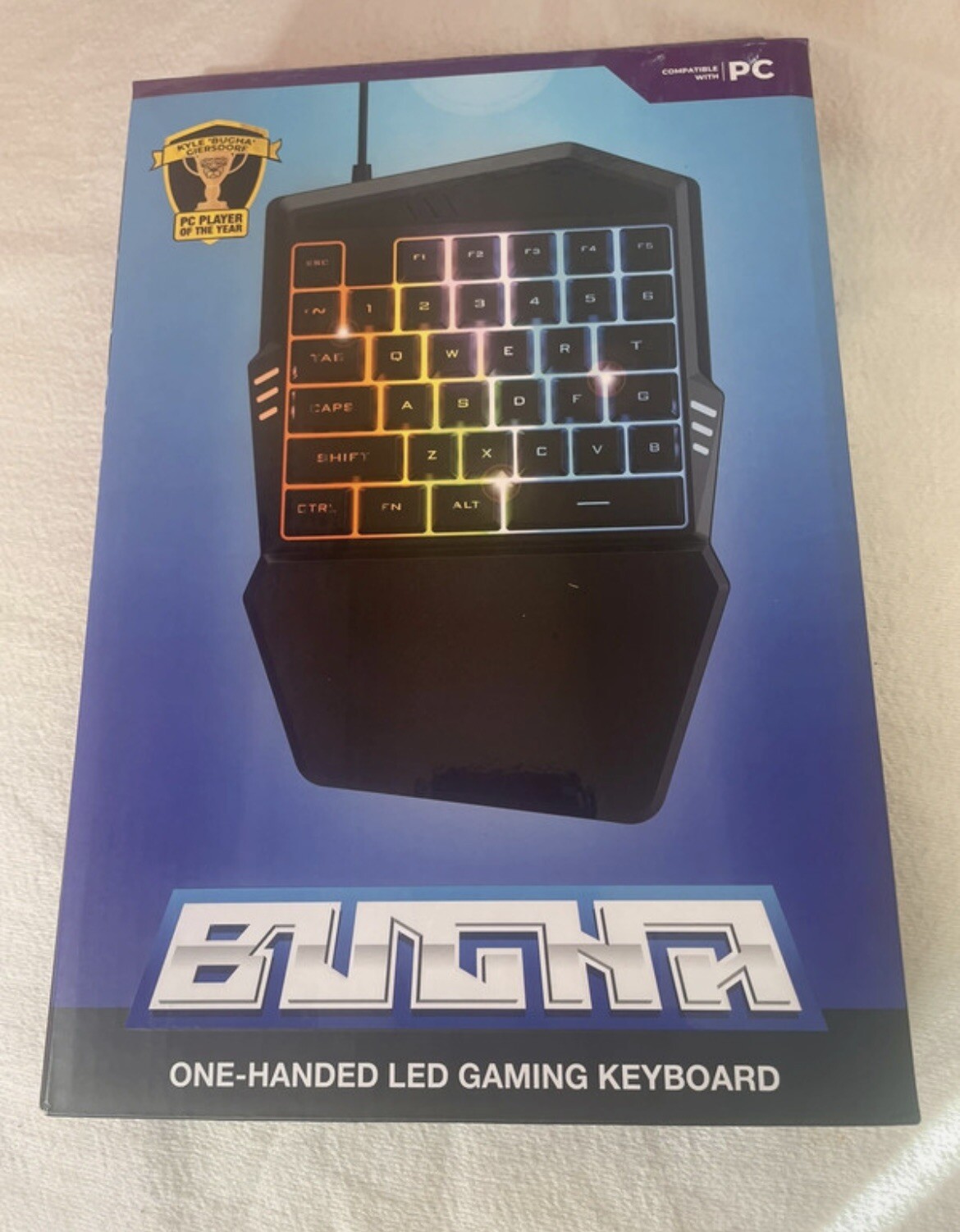 Bugha Exclusive RGB LED Color Changing One Handed Ergonomic Gaming Keyboard