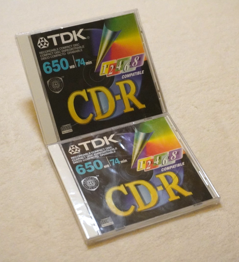 TDK CD-R Recordable Compact Disk 650MB 74Min 8x Compatible New Sealed 2 PC Lot