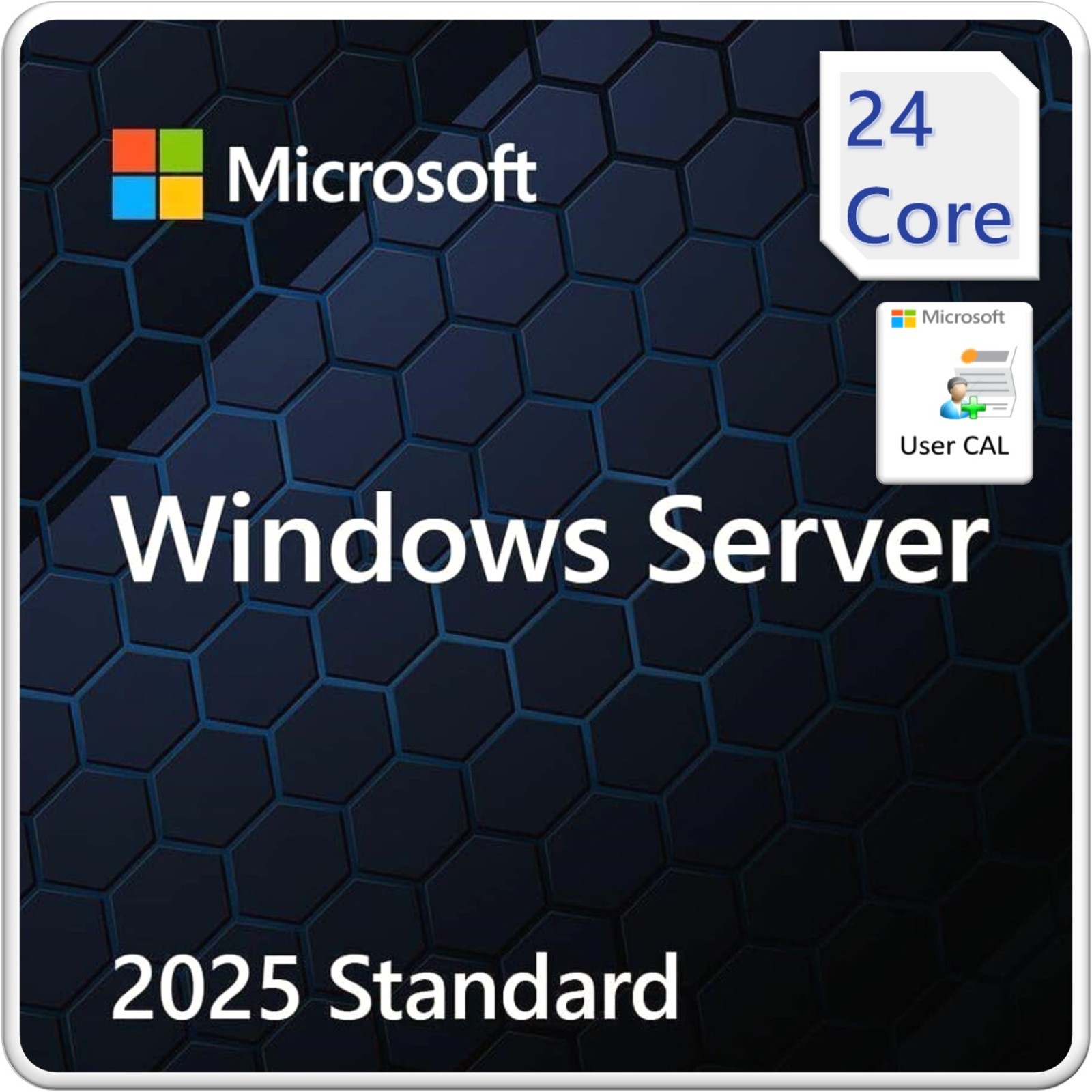 Windows Server 2025 Standard, 24 Core Genuine License with 50 User CALs
