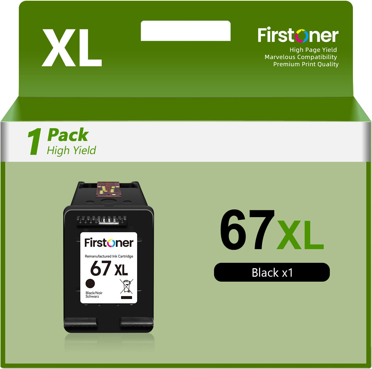 1-3PK 67XL XXL Black Color Ink Replace for HP Deskjet Plus 4155e 4122 4132 4155