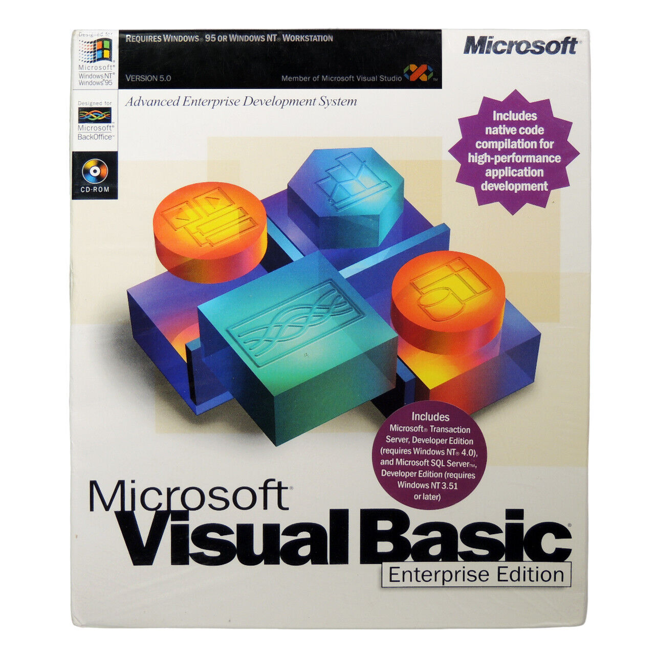 Microsoft Visual Basic 5.0 Programming Software CD Enterprise Edition Windows 95