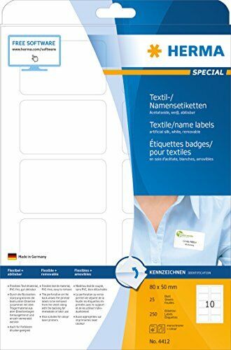 HERMA Flexible Self Adhesive Name Badge Labels, 10 Labels Per A4 Sheet, 250 Labe