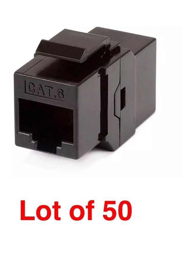 Lot of 50 CAT6 Inline Coupler Keystone RJ45 Female to Female Snap-In Jack Insert