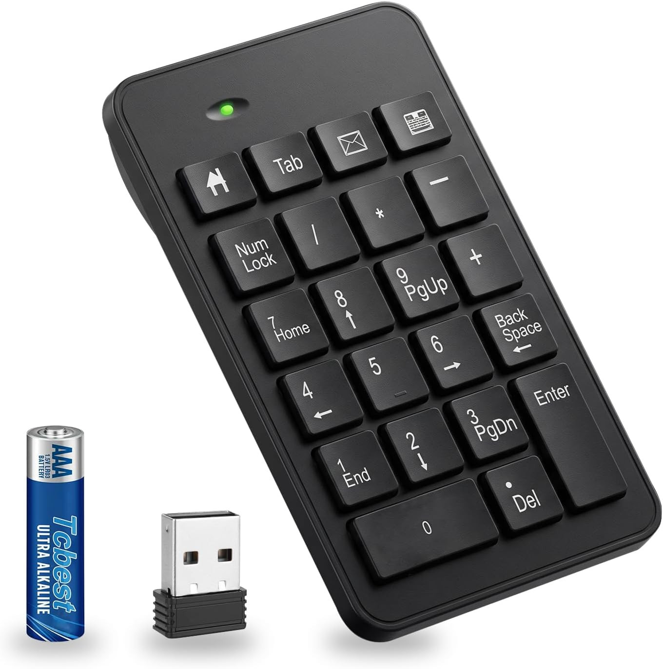 Wireless Number Pad with Battery, Enhanced Efficiency with 23 Keys Numeric Keypa
