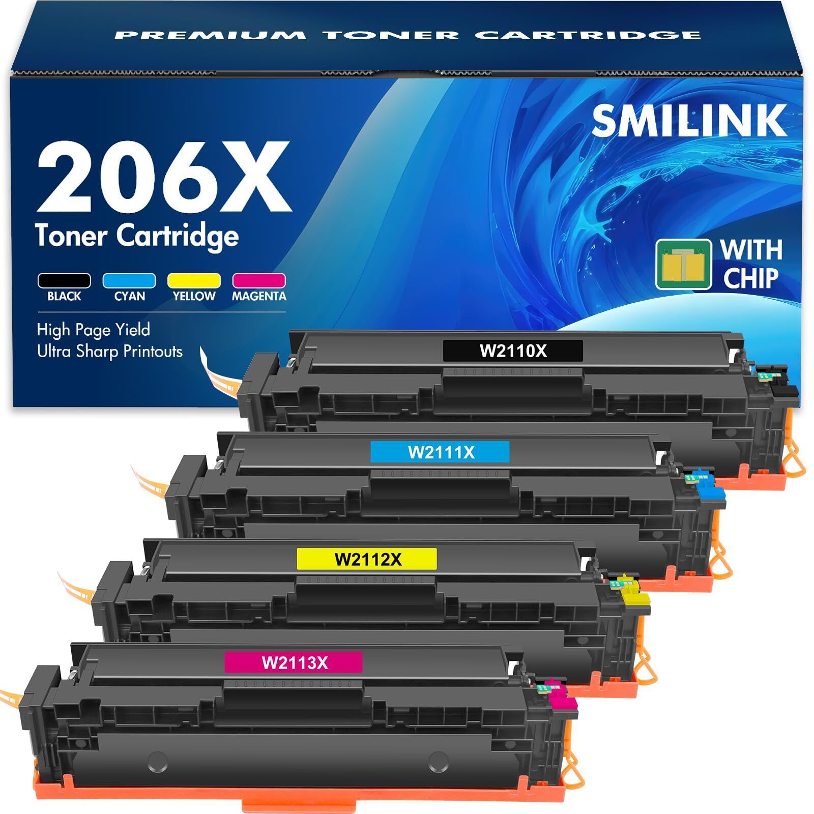 206X Toner Cartridges 4 Pack High Yield: 206A Set Compatible Replacement for ...