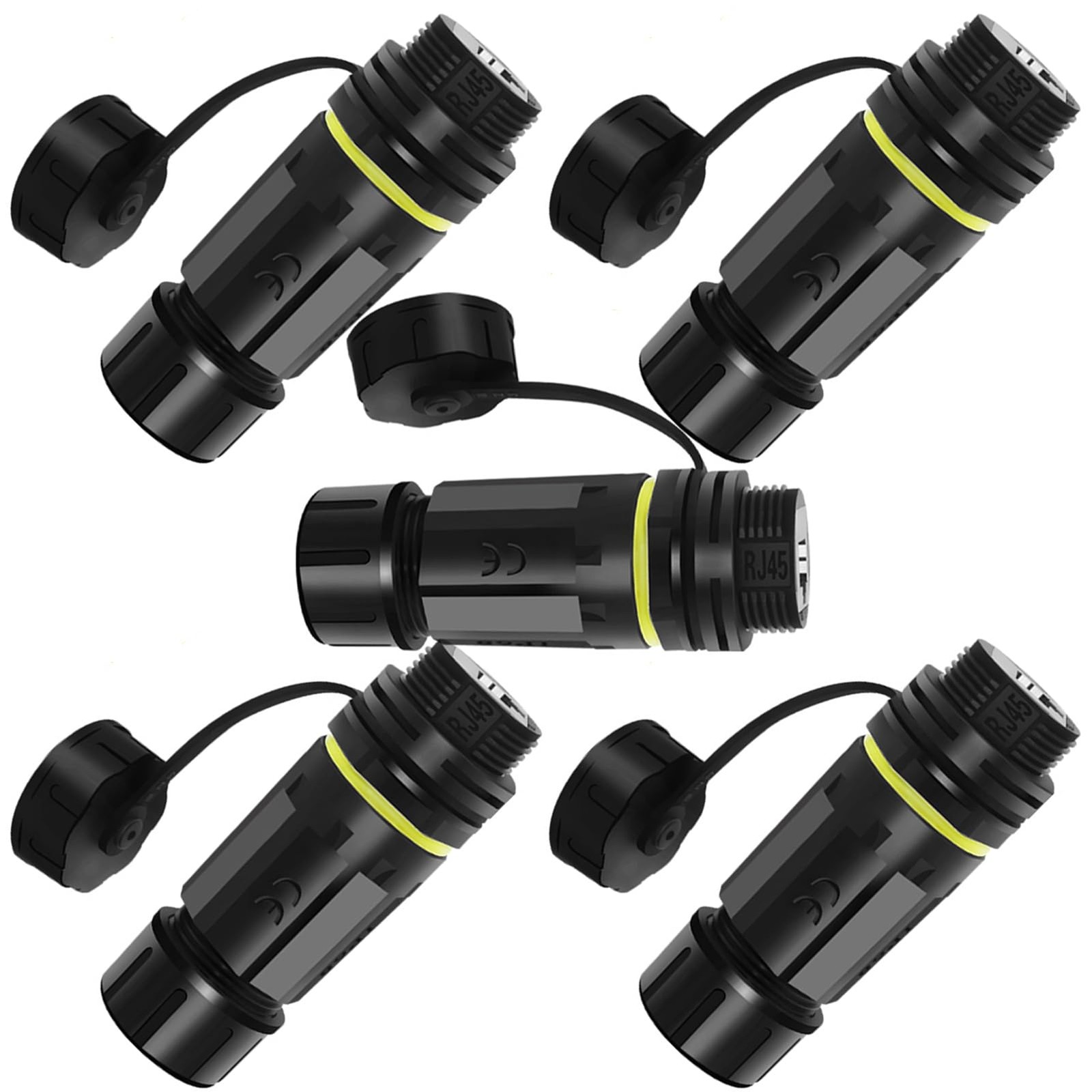 5 PCS Shielded RJ45 10Gbps CAT7 Waterproof Panel Mount Connector Ethernet