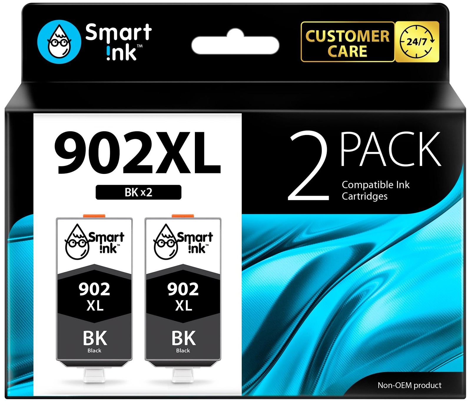 Smart Ink 902XL Ink Cartridge Replacement 2 Black Combo Pack for HP OfficeJet
