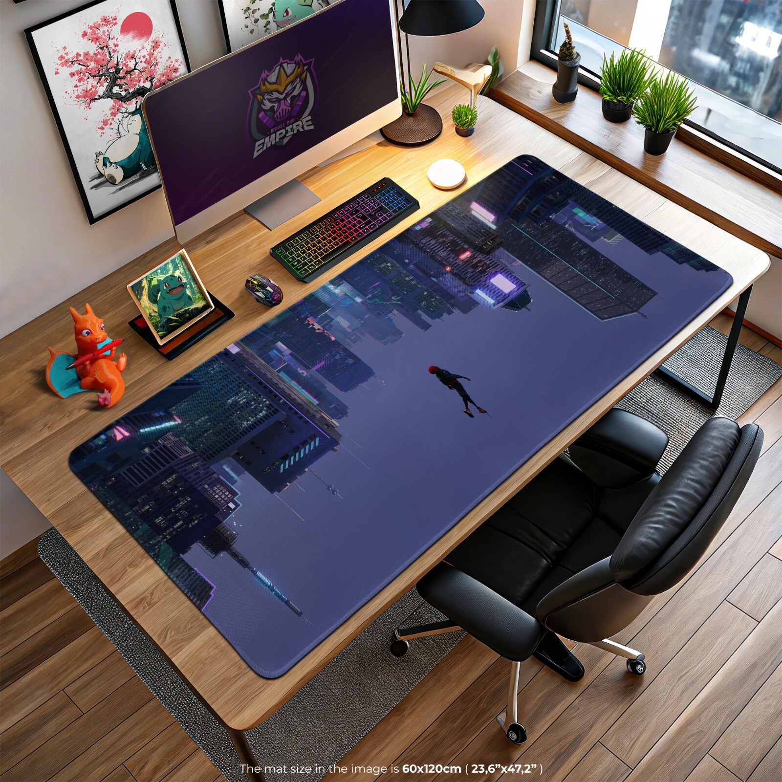 Spider-Man Multiverse Desk Mat - Miles Morales Upside Down Cityscape Gaming
