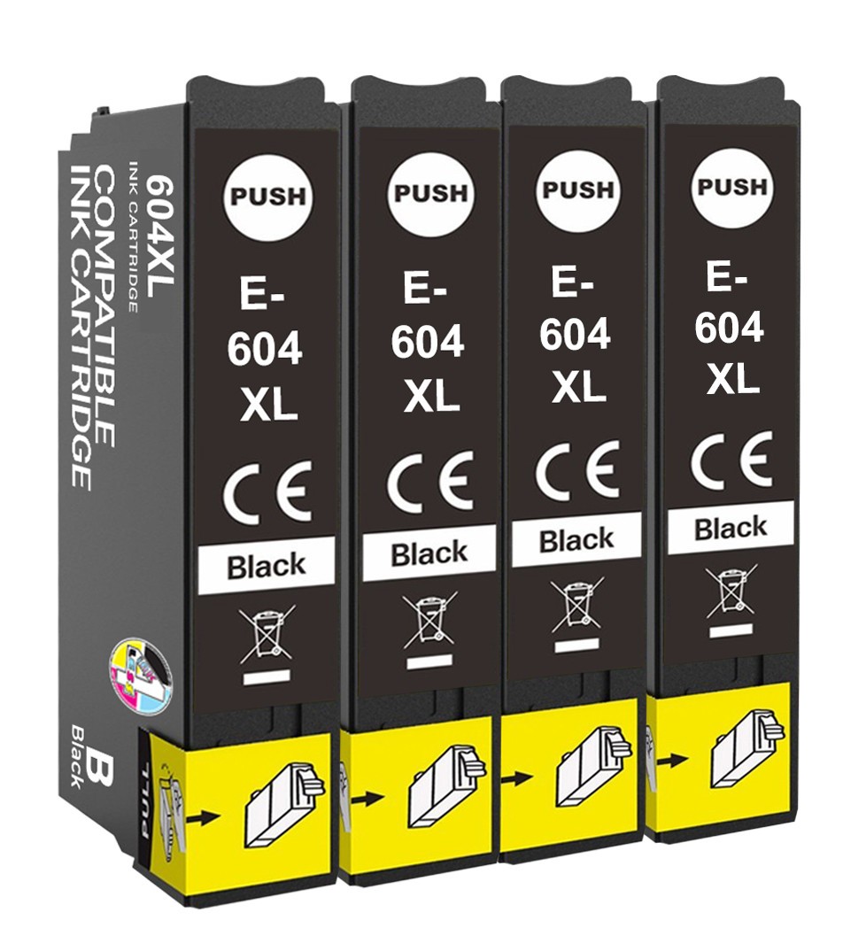 4 Black Ink Cartridge 604XL Compatible With Epson XP2200 XP3200 XP3205 XP4200