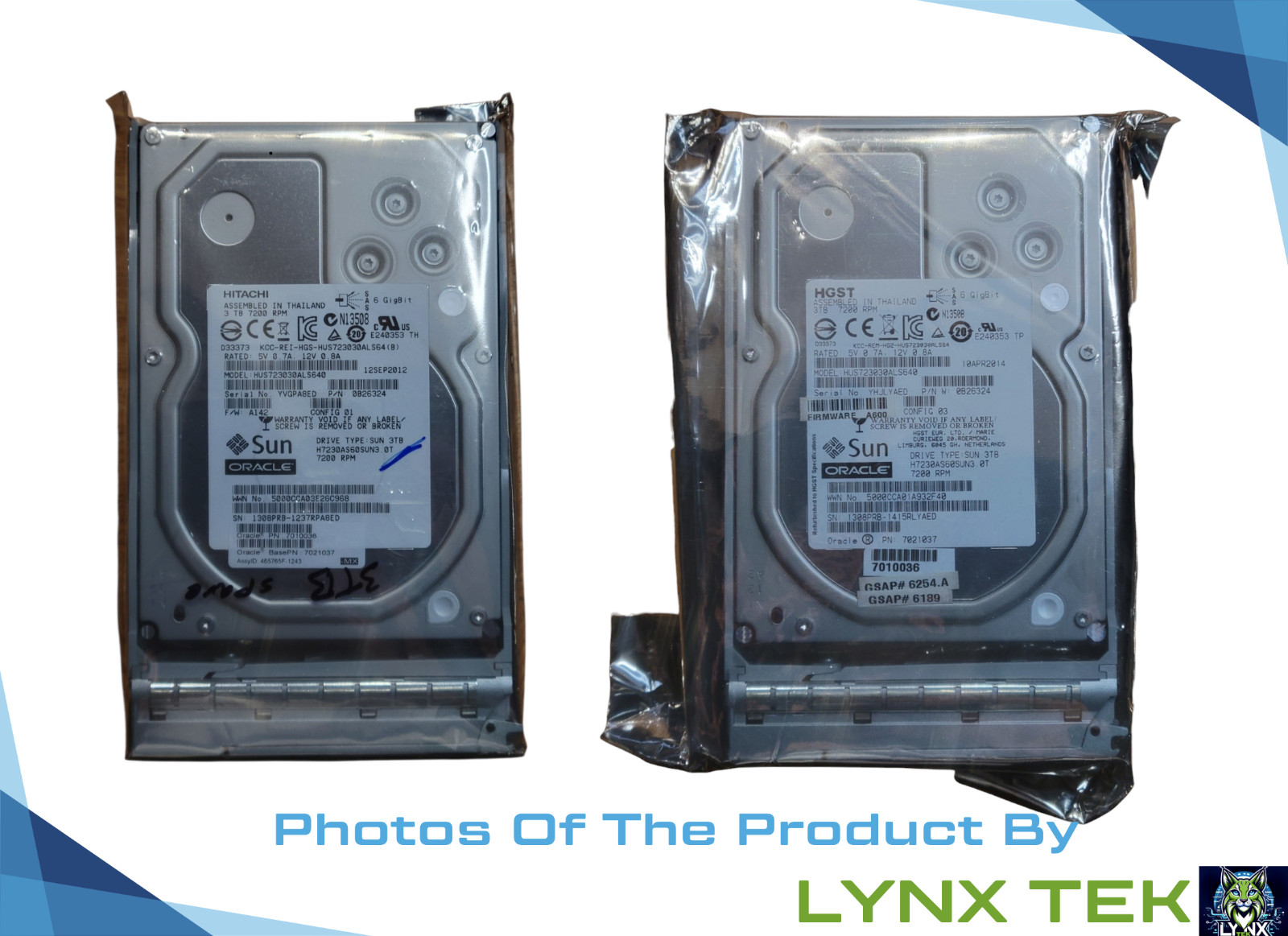 NEW Sun ORACLE 0B26324 7010136 3TB 6Gbps 7.2K SAS-2 3.5" HDD Caddy Included HGST