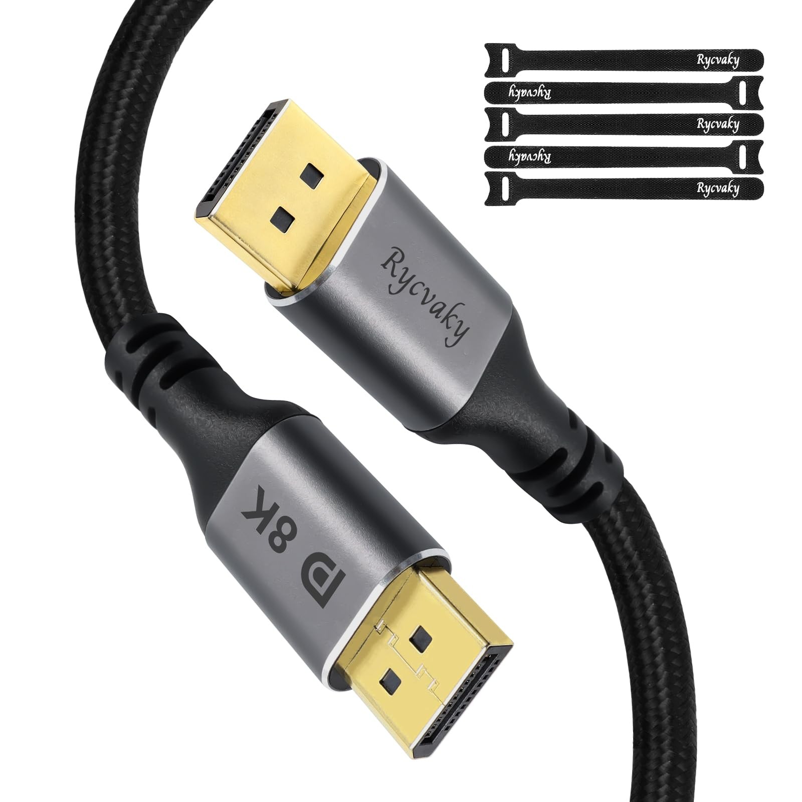 rycvaky 8K DisplayPort Cable 1.4, High-Speed Display Port 30 ft, 1 pk