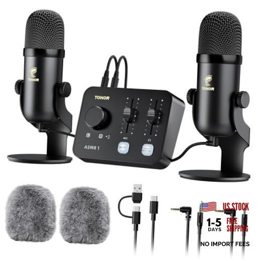 ASMR Microphone Equipment Bundle with Audio Interface, Immersive 3D Black
