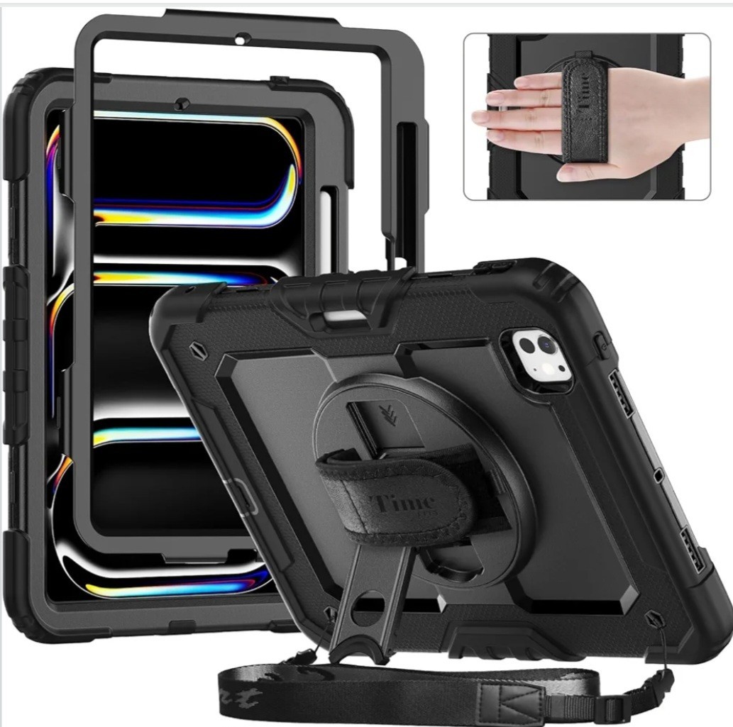 timecity for iPad Pro 11 Inch M4 Case 2024 5th Gen, 360° Rotating Stand, Pe