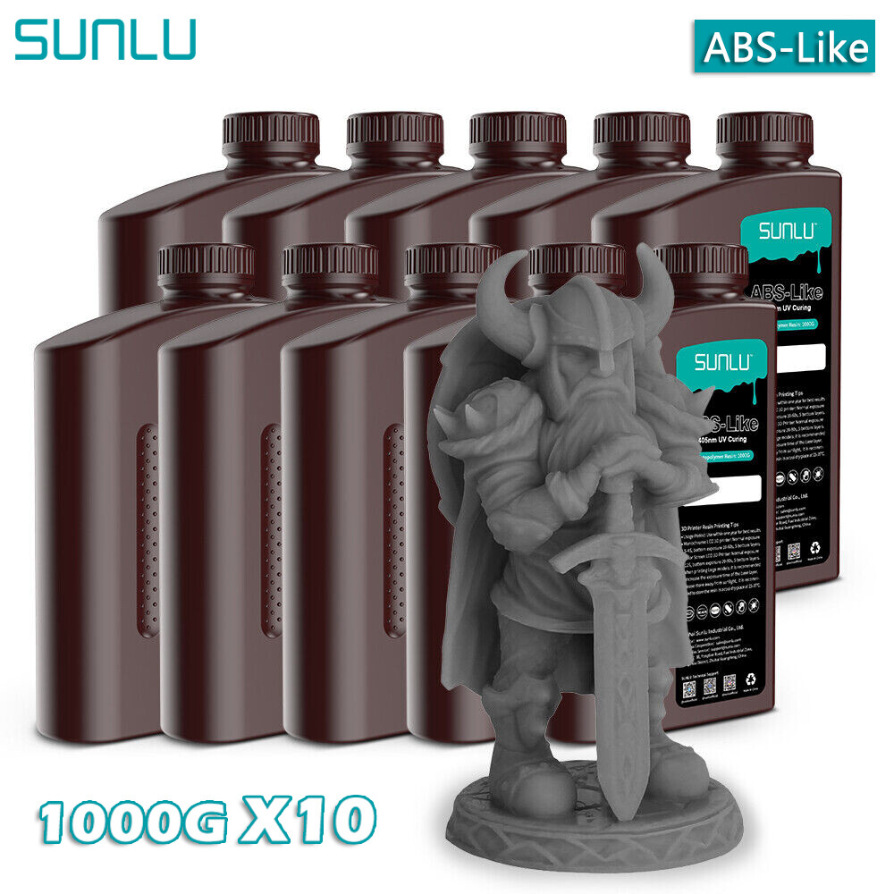 10*1KG SUNLU ABS-Like Fast Curing 3D Printer Resin Dark Gray LCD/SLA Toughness
