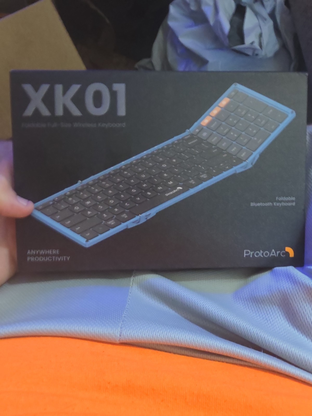 ProtoArc Foldable Wireless Bluetooth Keyboard, Full Size, Rechargeable, XK01