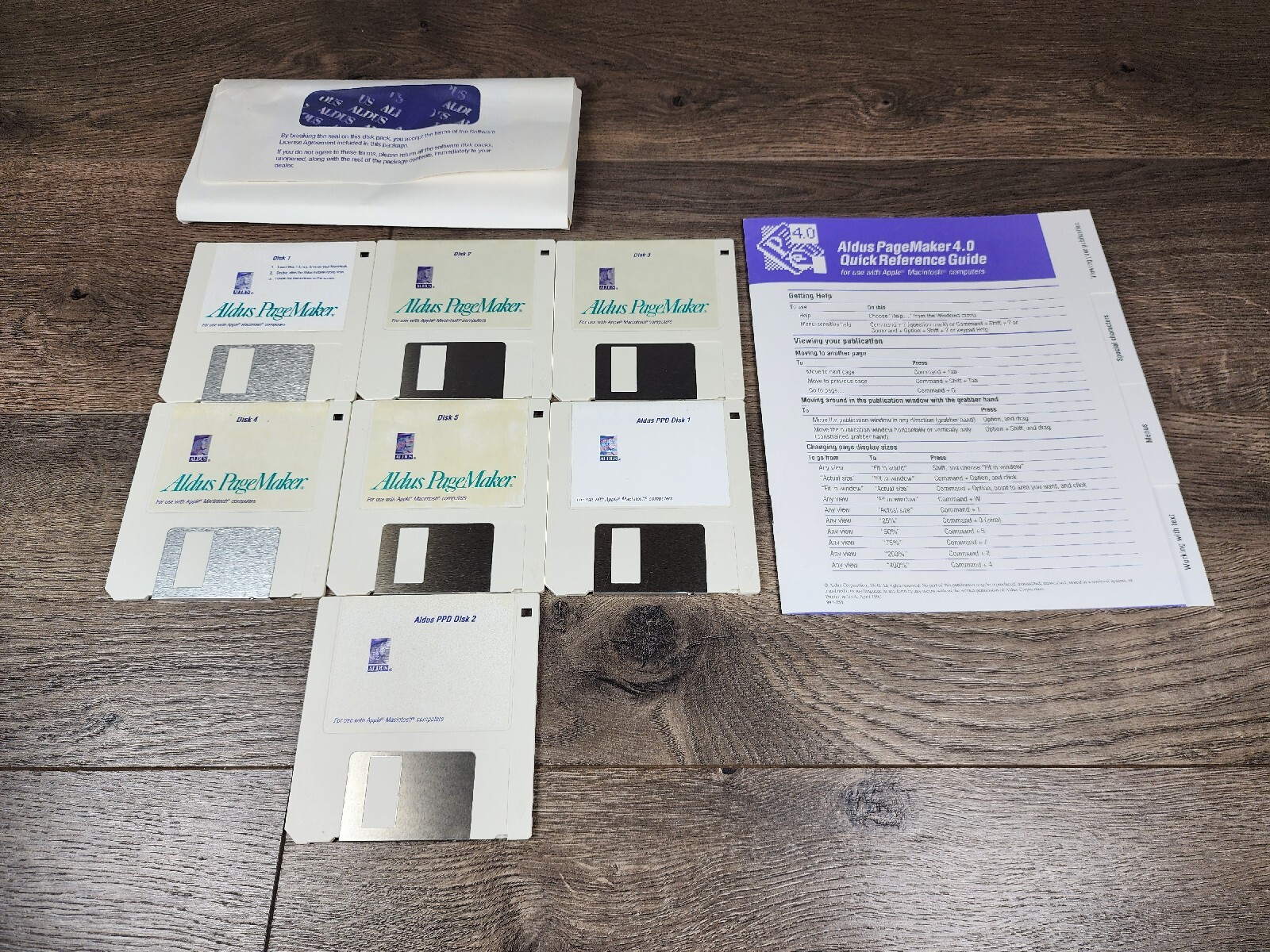 ALDUS PAGEMAKER 4.2 Vintage Macintosh Software 3.5" Floppy Disk 1991 w/ Key