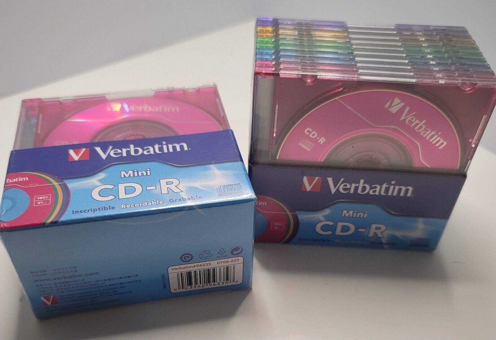 (2 PACK) VERBATIM Mini Color Mini CD-R Discs x 20  New  21 MIN 185 MB w/Cases