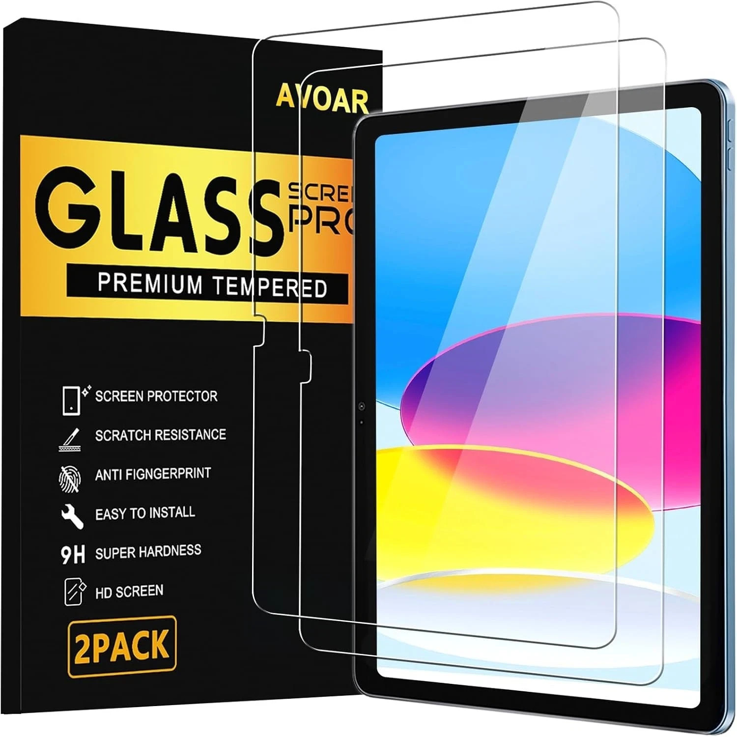 AVOAR 2 Pack Screen Protector for iPad 11th A16 2025 & 10th Generation BLACK