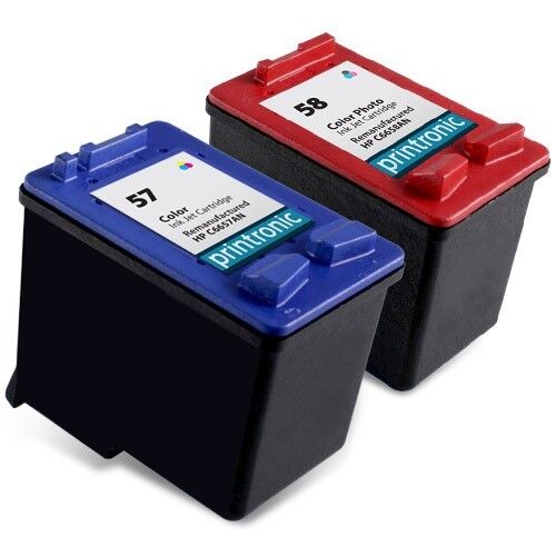 2pk Printronic For Hp 57 58 C6657AN C6658AN Color Color Photo Ink Cartridge