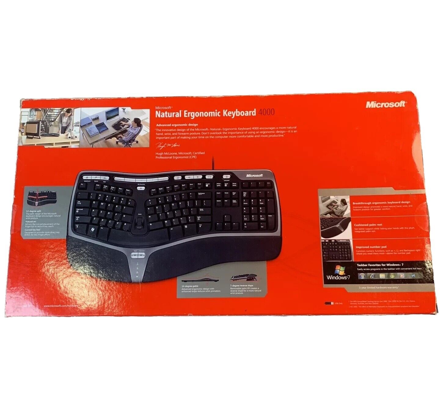  Microsoft Natural Ergonomic 4000 B2M-00012 Keyboard MODEL 1048 RARE