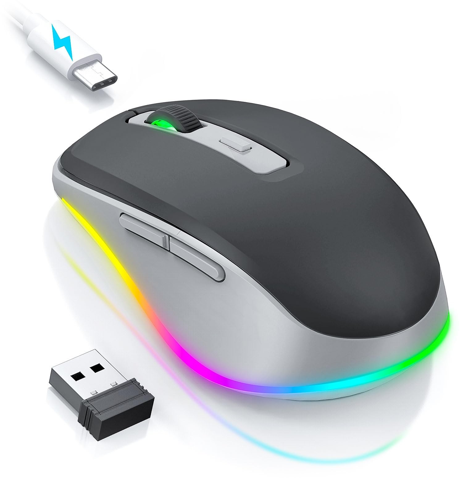 Wireless Mouse Jiggler - Keep Computers Awake, Black & Grey