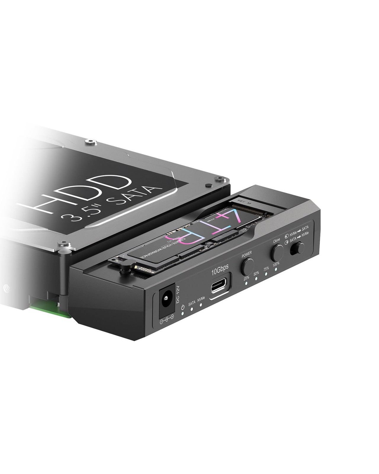 M.2 NVMe/SATA & 2.5”/3.5” Hard Drive Cloner Docking Staion, ICY BOX Black