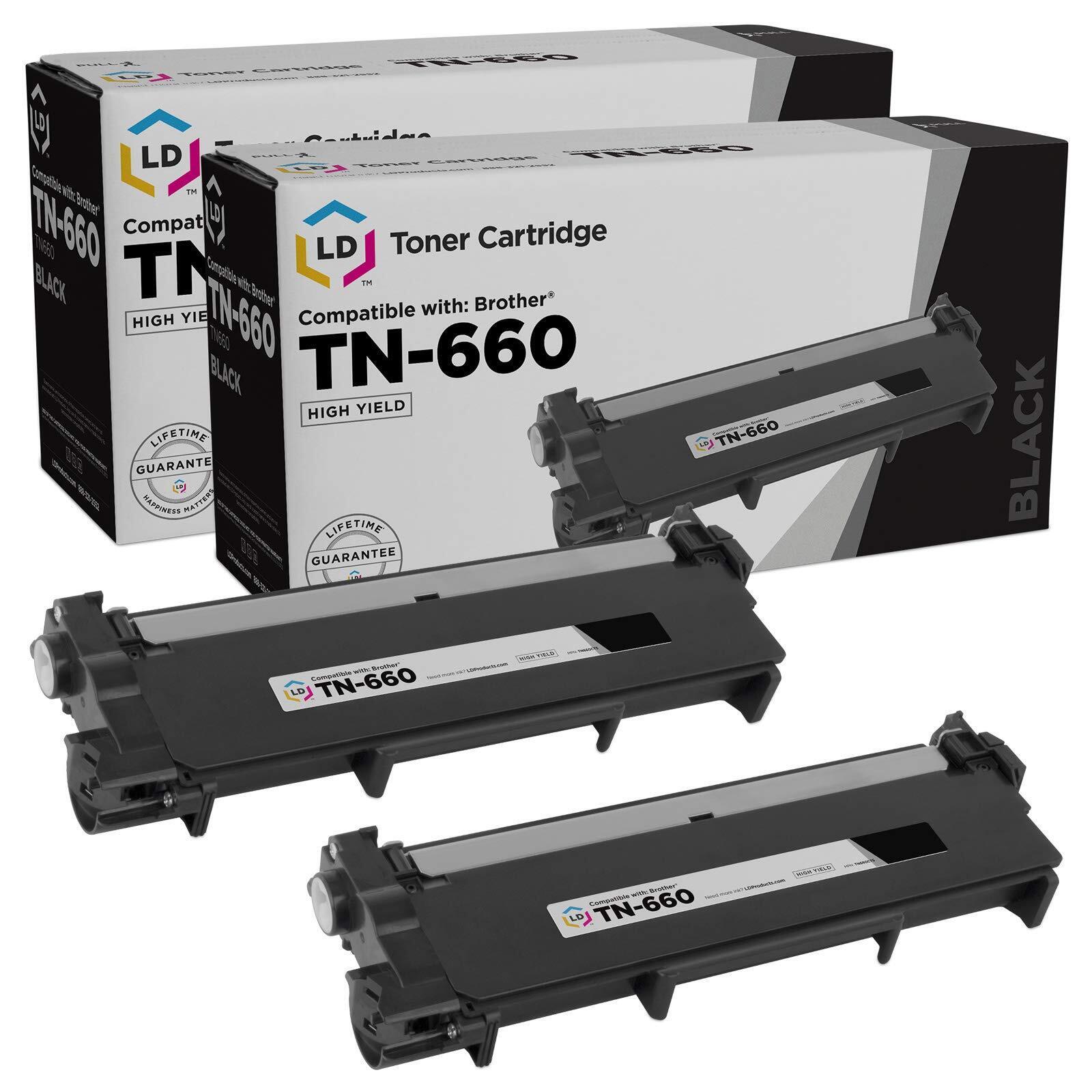 LD  2pk Comp Black Laser Cartridge for Brother Toner TN660 L2700DW MFC-2705DW