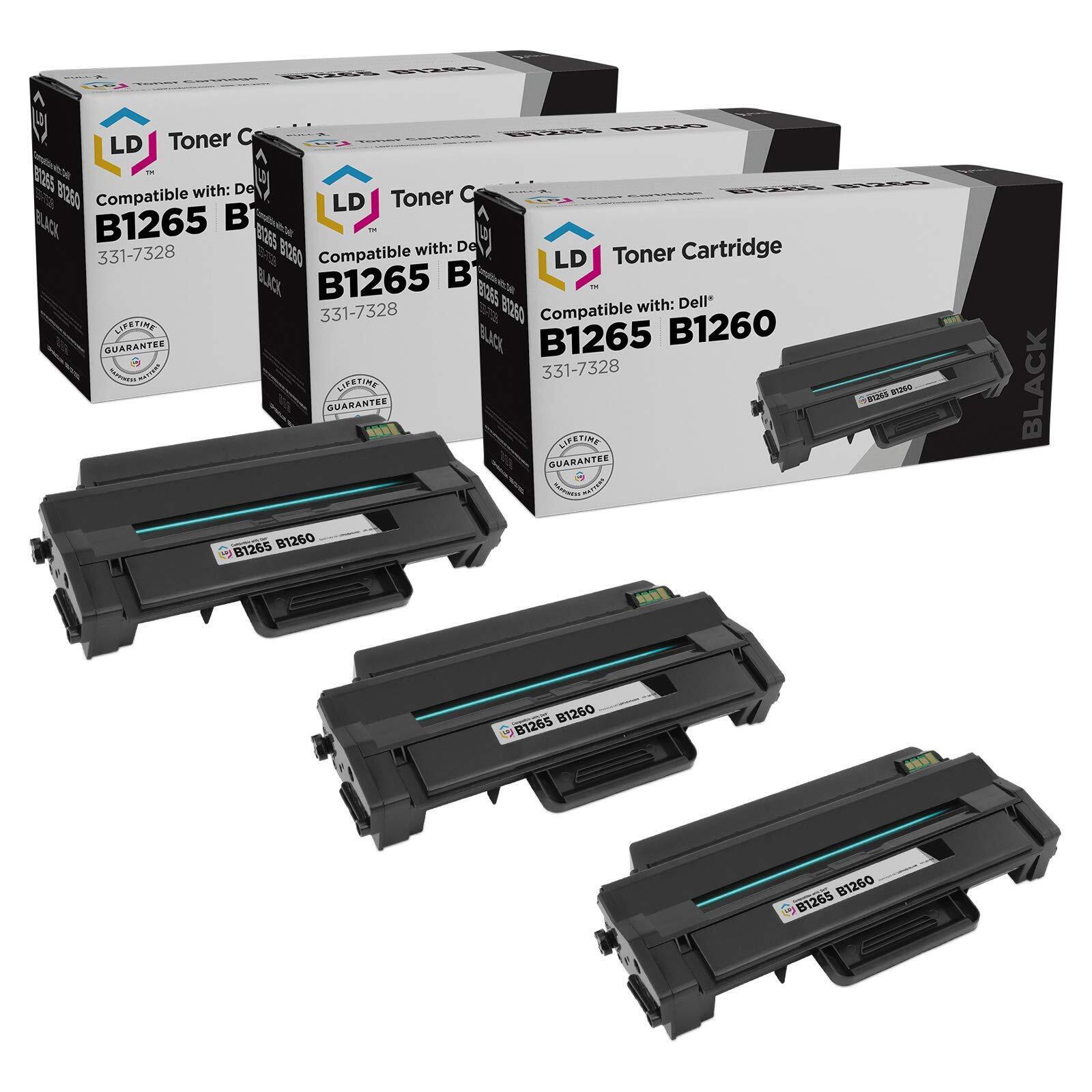LD 3PK Compatible 331-7328 DRYXV Black Toner Cartridge for Dell B1260dn B1265dnf