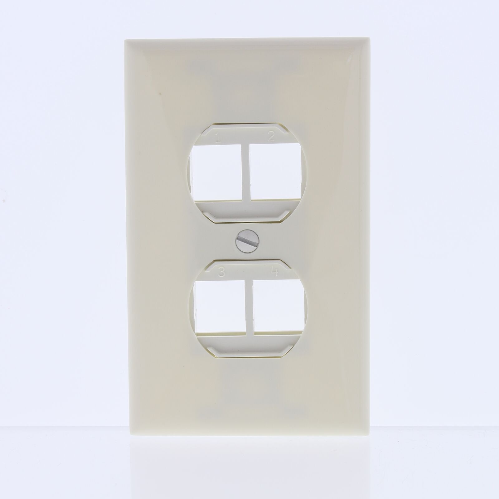 Leviton Almond Snap-In 4-Port Duplex Style 106 Insert PLUS Cover 41087-4A