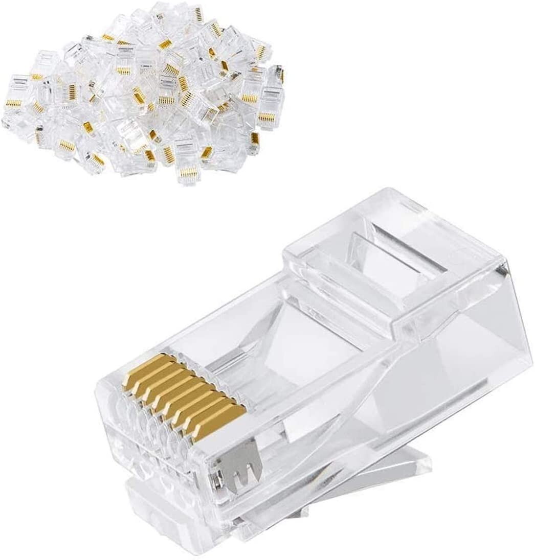 RJ45 Connectors 100-PACK RJ45 Ends, Cable Crimp Ethernet CAT6 Connector Male