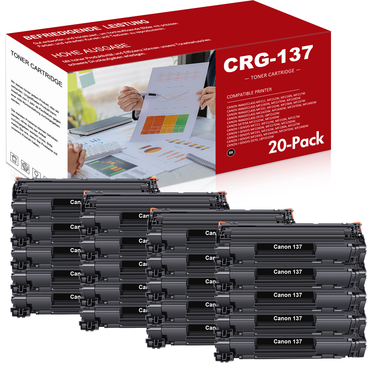 20 PK CRG 137 Toner Cartridge For Canon 137 ImageClass MF247dw MF249dw MF242dw