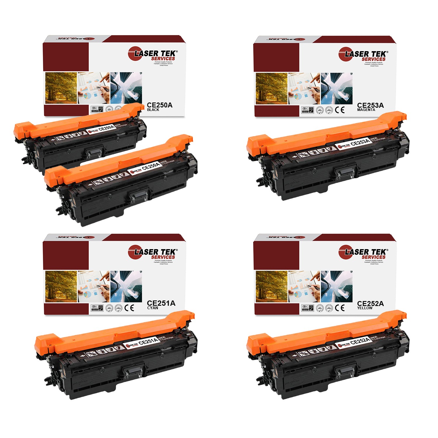 5Pk LTS 504A BCMY Compatible for HP LaserJet CP3520 CP352 Toner Cartridge