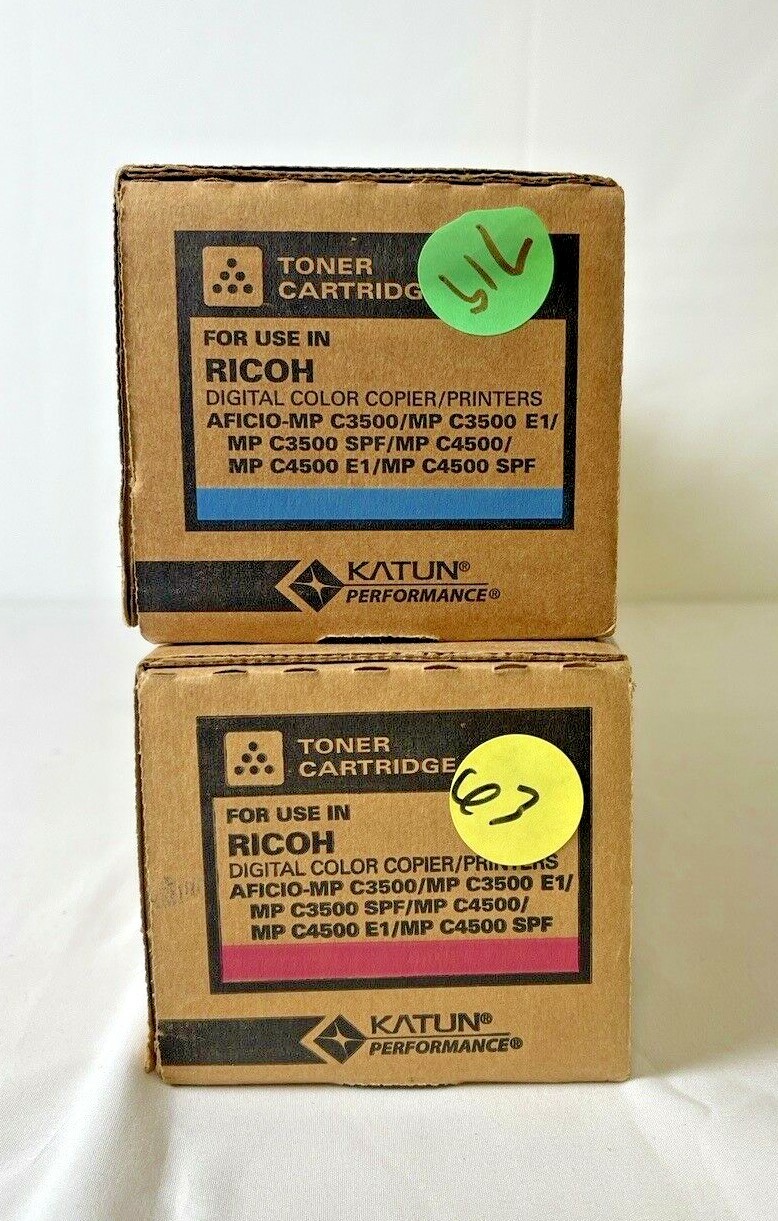 2Pk Katun Ricoh C3500 (888607) Magenta & Cyan Toner cartridges MP C3500 C4500 