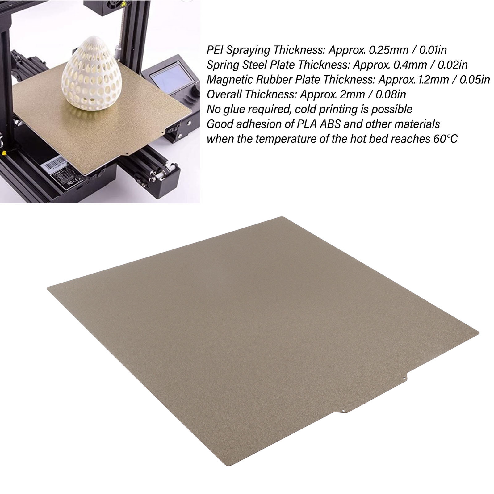 3D Printer Magnetic Build Plate 410x410mm Double Sided PEI Platform Tool Part