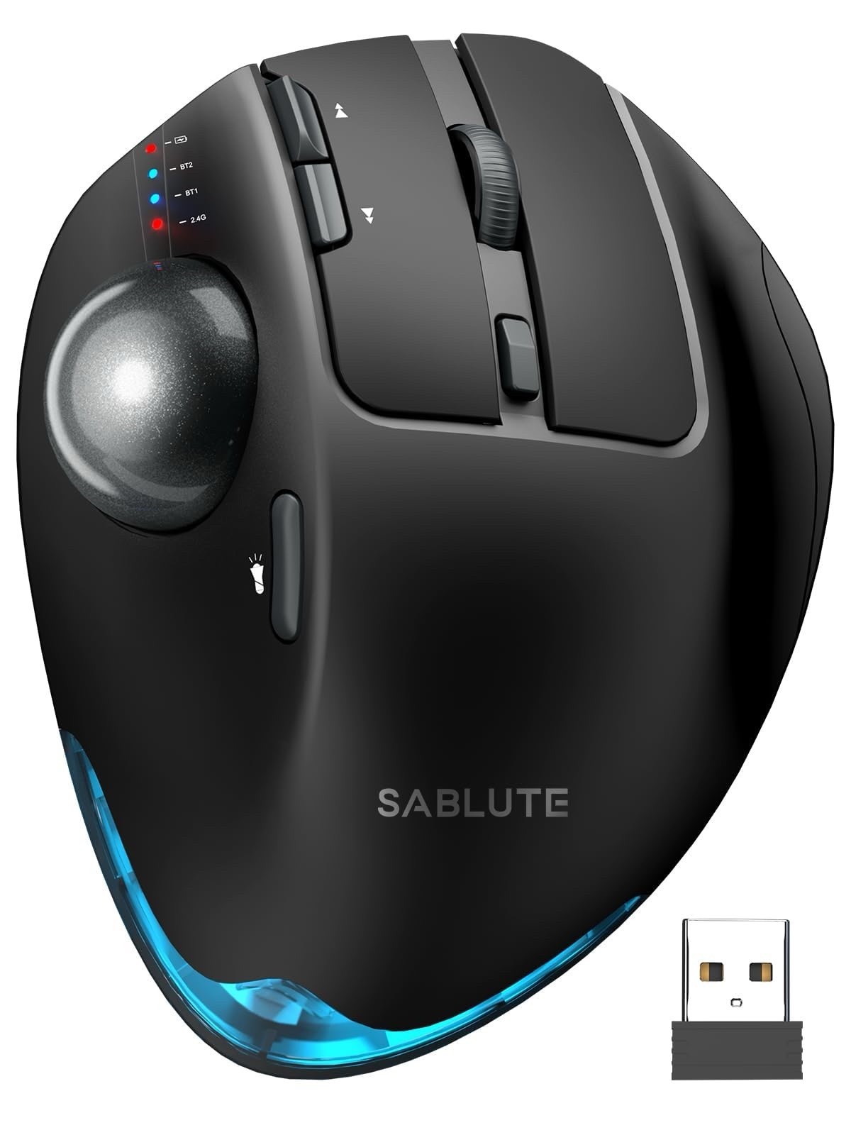 SABLUTE MAM1 Pro Ergonomic Wireless Trackball Mouse, Adjustable 0°/18° Angle