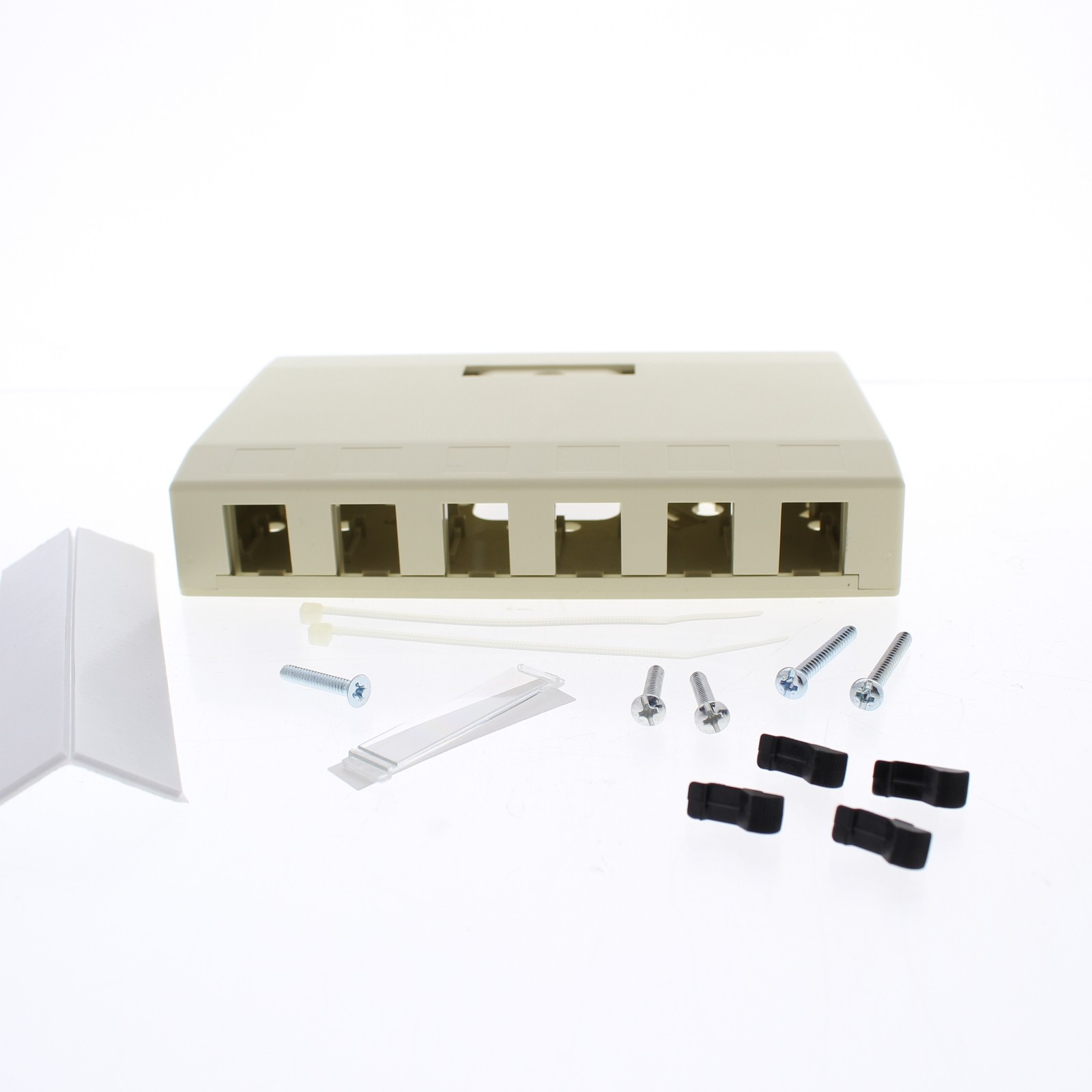 Hubbell Ivory 6-Port Data Voice Media Keystone Housing Surface Mount Box ISB6EI