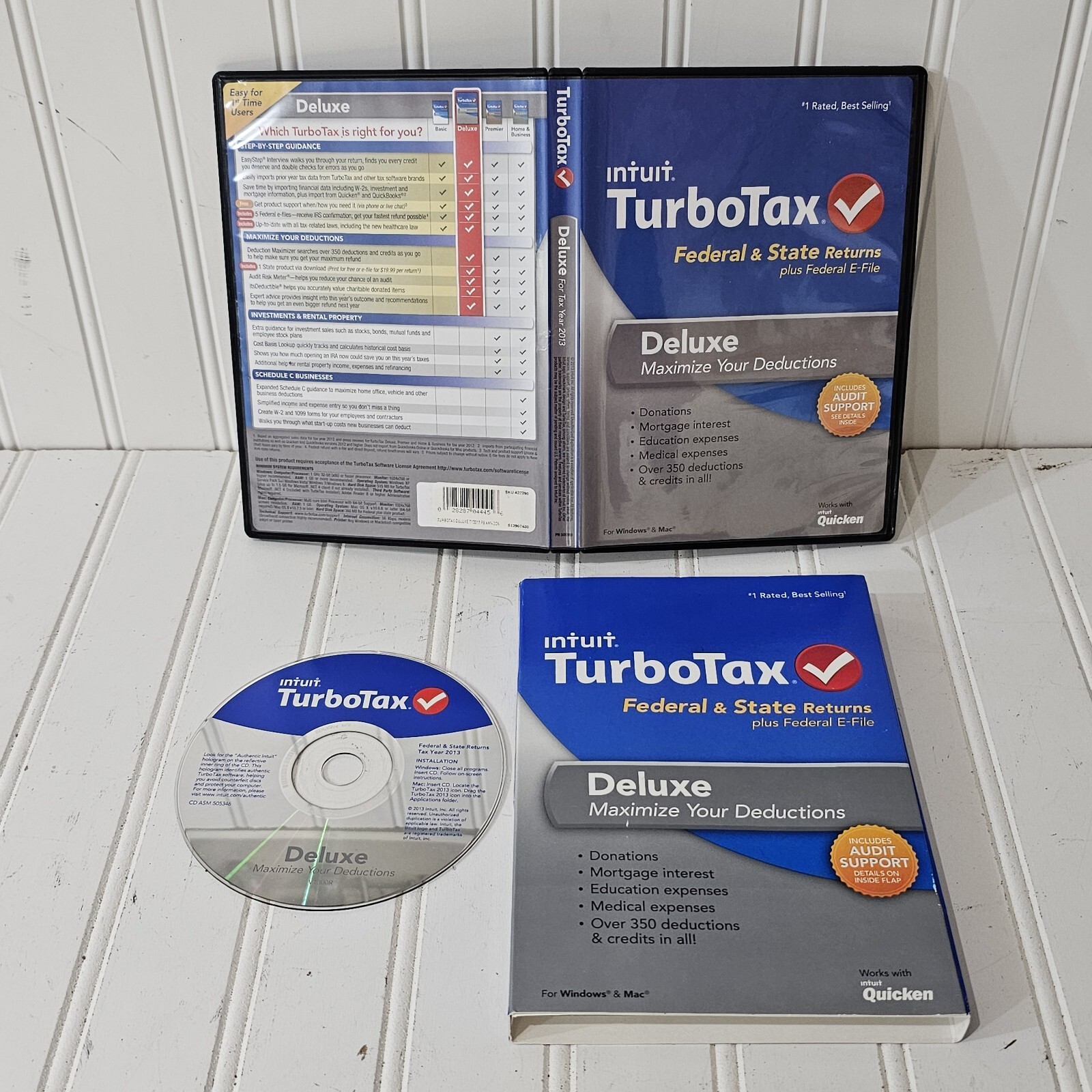 OLD Intuit TurboTax Deluxe 2013 Federal & State Returns Audit Support + Sleeve 