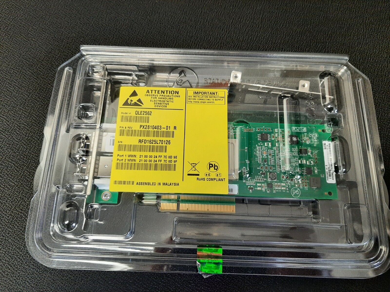 HP QLE2562  8GB SFP 2-Port PCI-e Card w/2 SFPs and both  Brackets