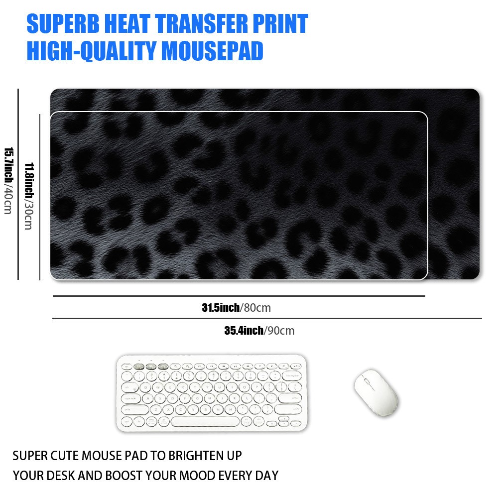 1pc XXL Plus Size Black Panther Imitation Fur Mouse Pad, Dark Cool Leopard Ski