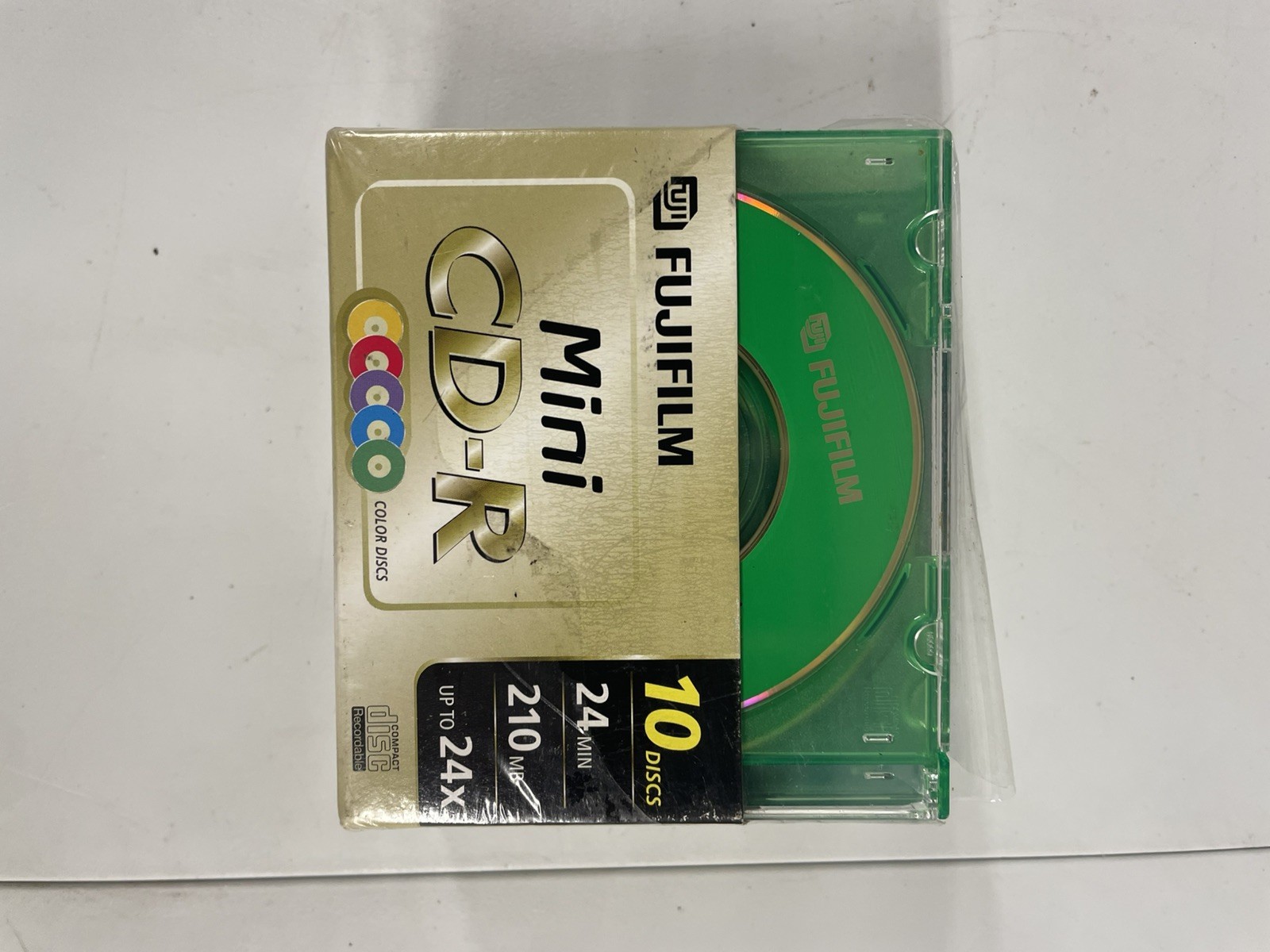 10 Pack Fujifilm Mini Color Discs CD-R 210MB 24X Write Speed & Color Jewel Cases