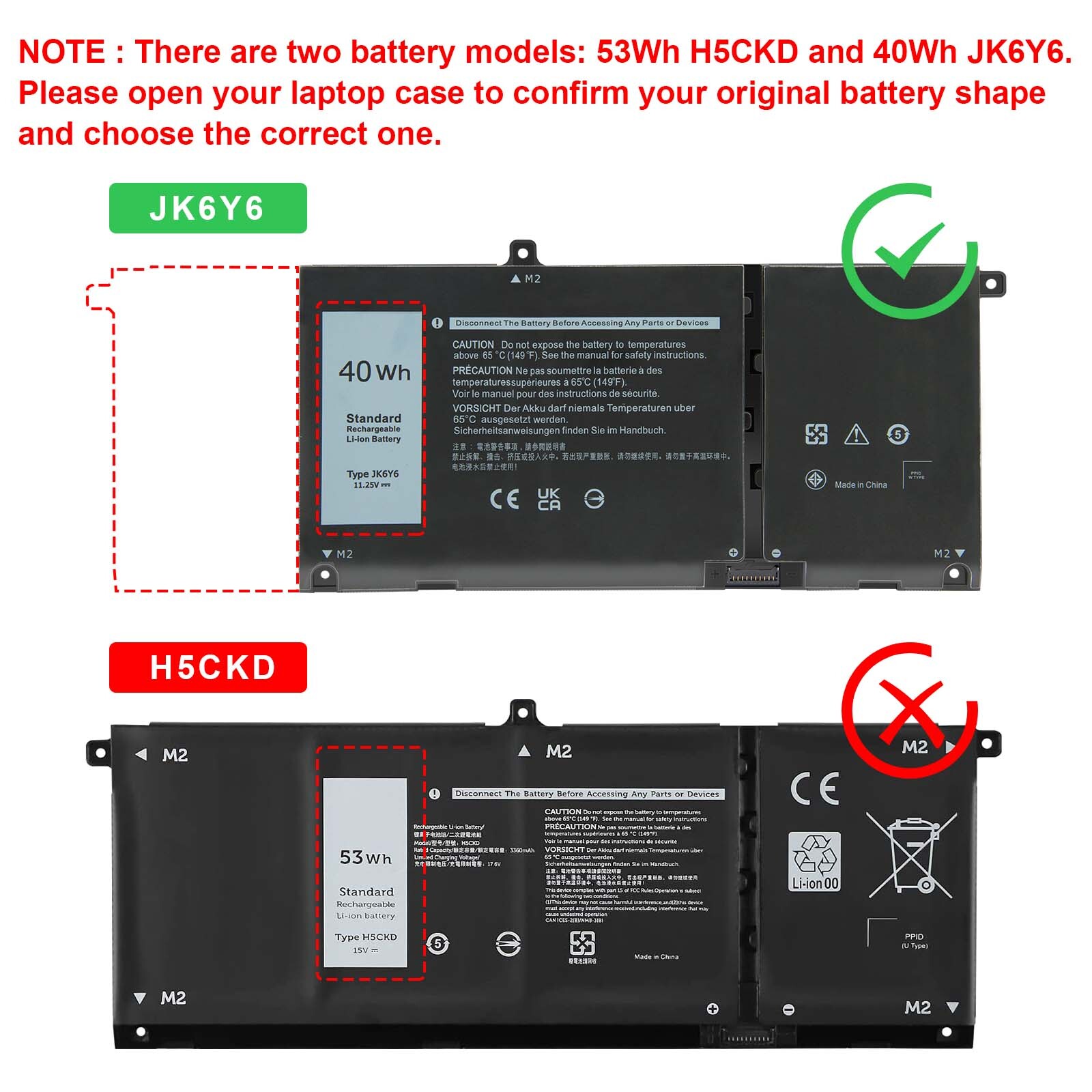 H5CKD JK6Y6 Battery For Inspiron 5300 5401 5408 Latitude 3410 3510 Vostro 5300